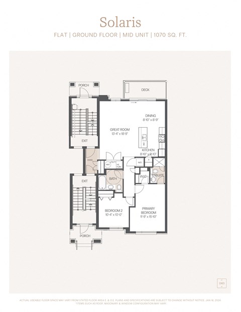 Floor plan for 2 beds, 2 baths, 1090 sqft
